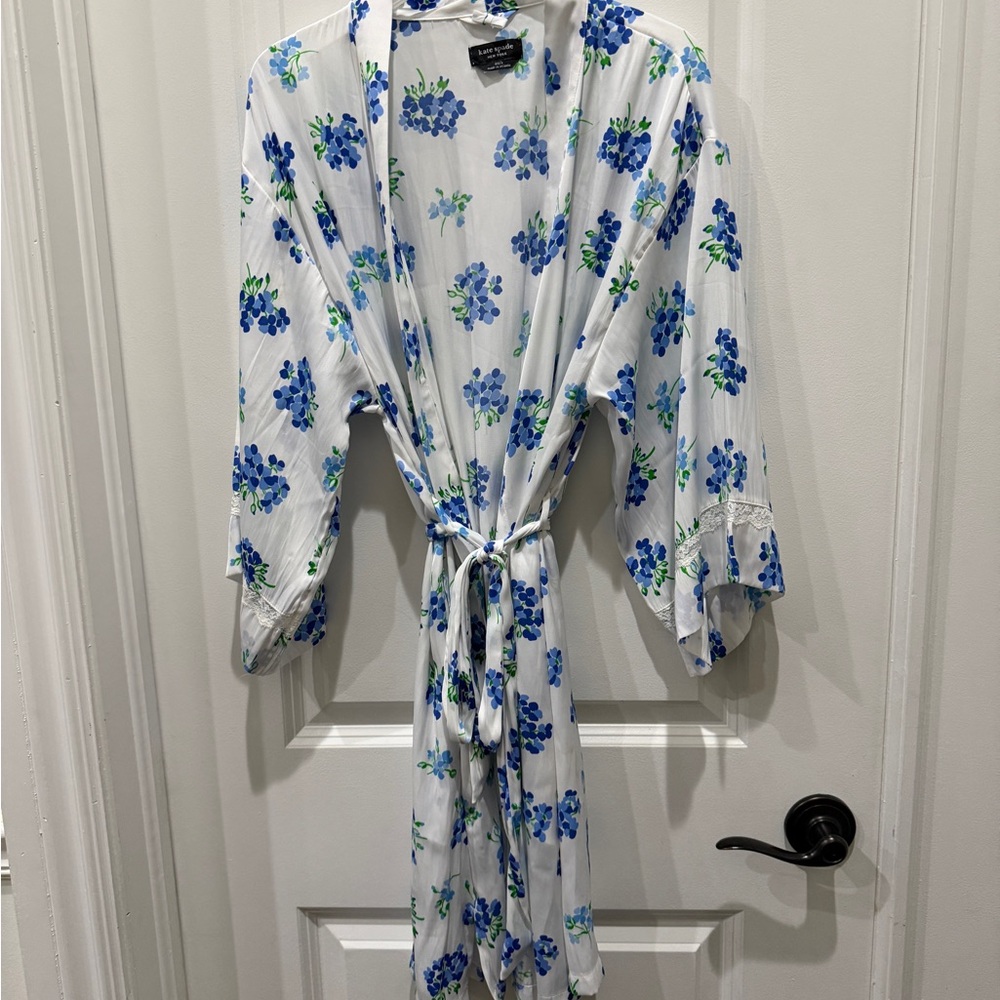 Kate Spade White and Blue Floral Wrap
